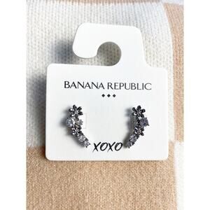 Banana Republic Faux Diamond Silver-Toned Cluster Post Earrings
